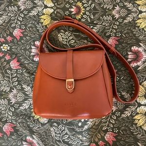 Fable England Brown Leather Buckle Crossbody Satchel Bag cottagecore hobbit